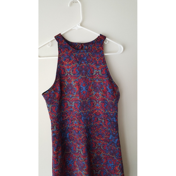 Red blue patterned racerback dress Lush size M - Picture 2 of 9